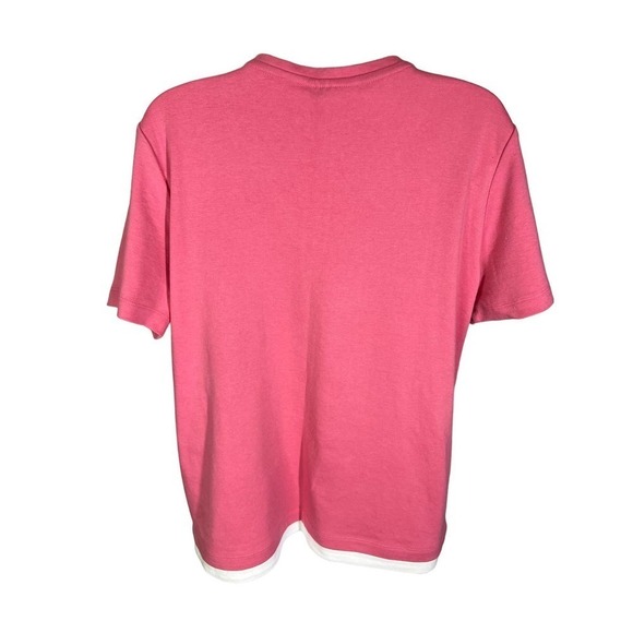 ALFRED Dunner Pink White Floral Embroidered Short Sleeve Top Women's Size Medium - Picture 6 of 7